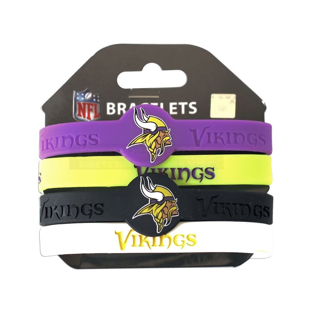 aminco NFL Minnesota Vikings Silicone Bracelets, 4-Pack