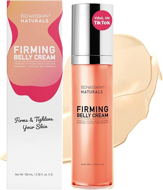 Enaskin Naturals Belly Firming Cream: B Flat Skin Tightening, Cellulite & Stretch Mark Reduction Cream for Stomach, Thighs and Booty - Hydrating Body Lotion for Women & Men, 3.38 Fl. Oz