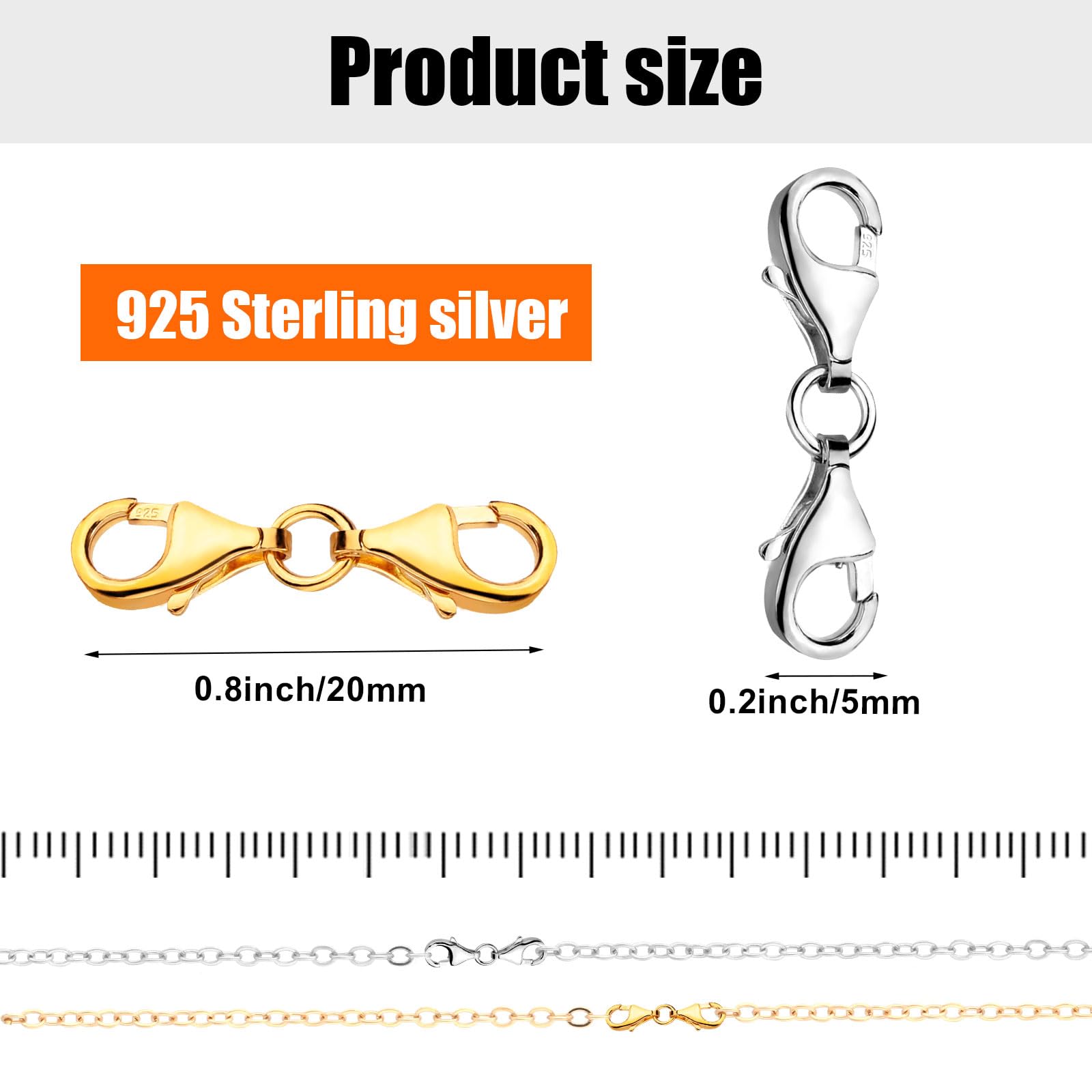 Doppel-Karabinerverschluss Silber – 8 Stück, Perfekt Zum Verlängern Von Armbändern & Ketten