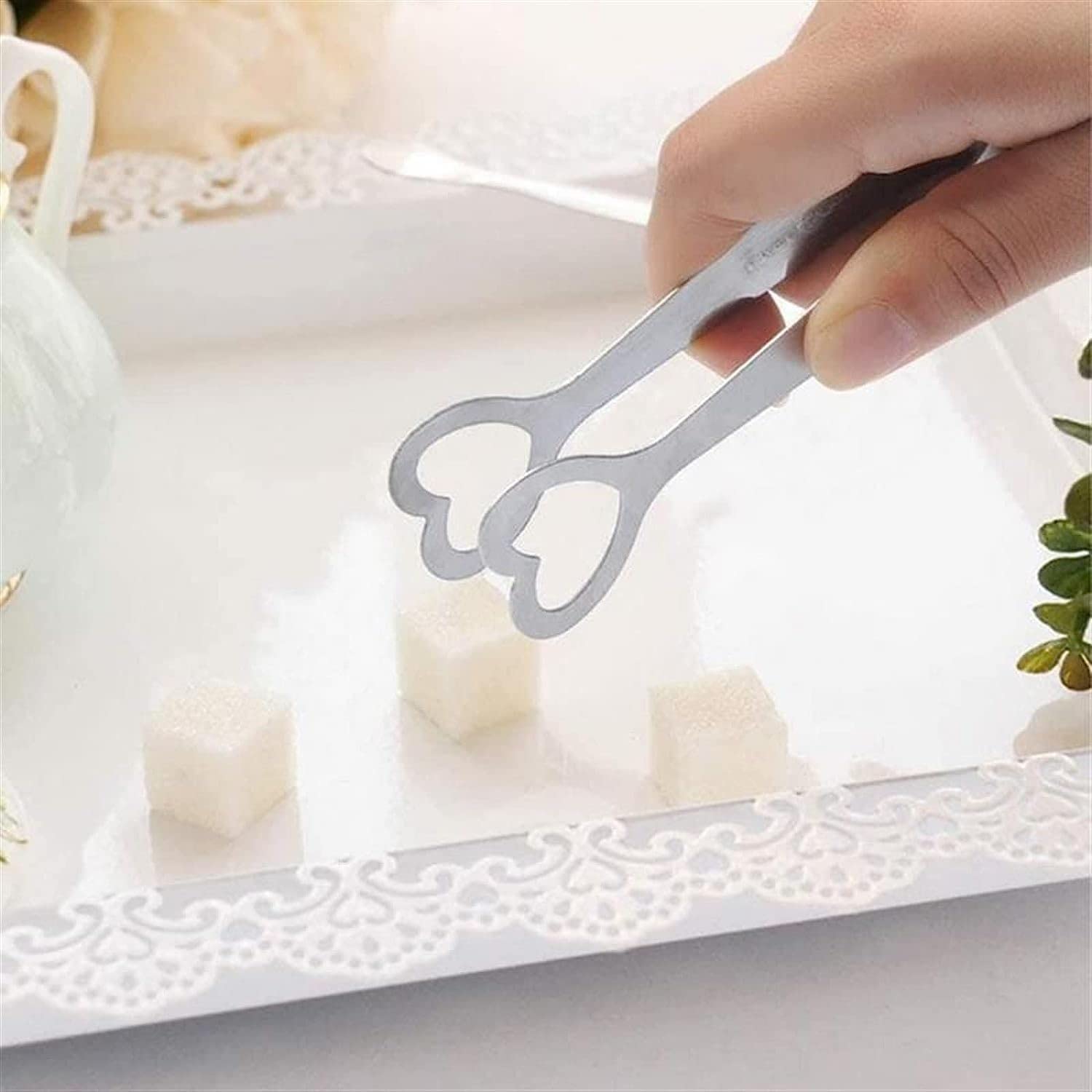 Pinces De Cuisine En Acier Inoxydable Sucre Glaçons Pinces En Forme De U En Acier Inoxydable Pinces À Bonbons Argent Creative Coeur Creux Mini Pinces De Cuisine