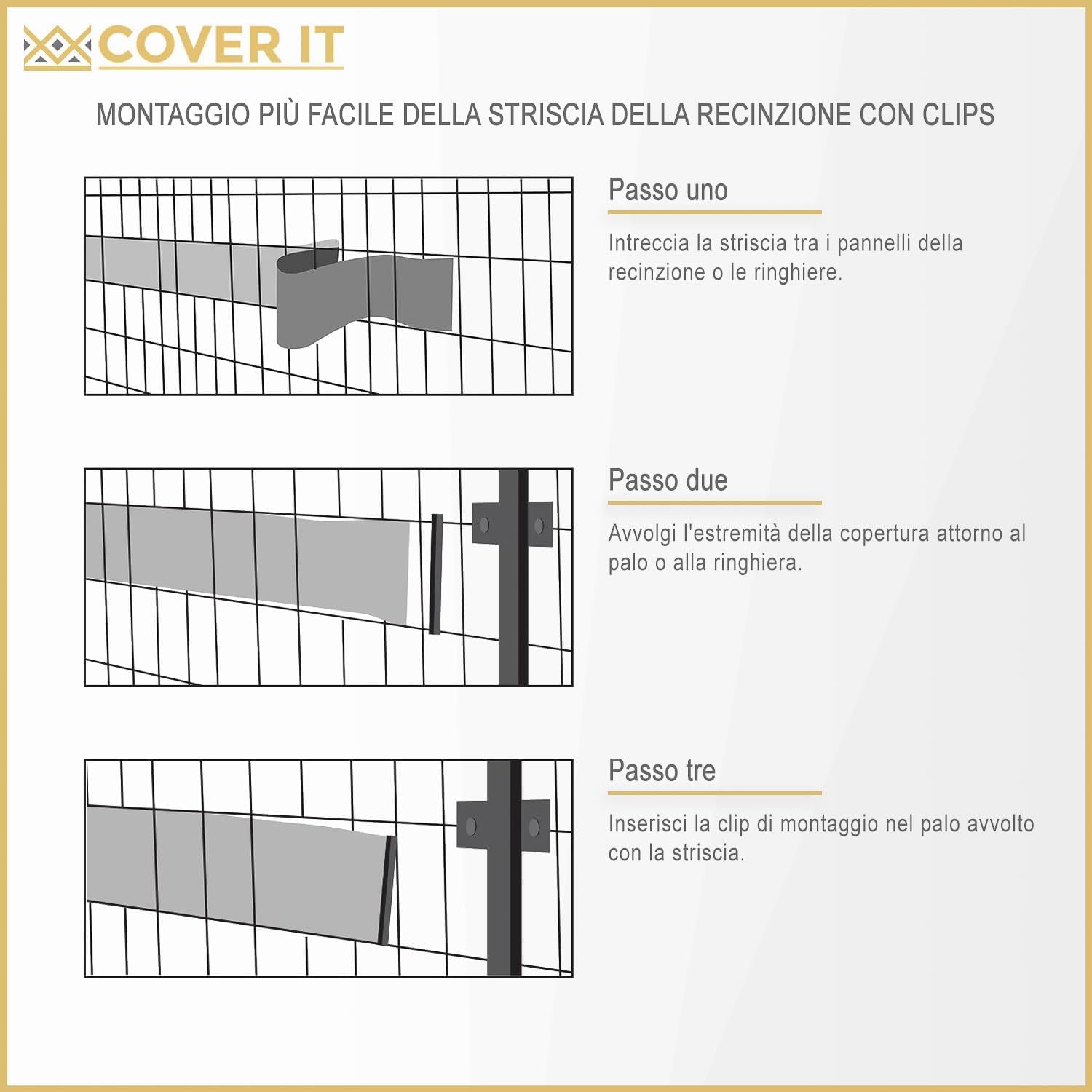 COVER IT Beige Rotolo Frangivista da Esterno 19cmx33m - Frangivista per Recinzione Giardino Peso Base 150 g/m2 - Strisce Frangivista PVC - Ombreggiante per Recinzione