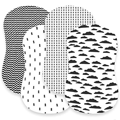 Bassinet Bed Sheets â€“ Premium Bassinet Fitted Sheets 4 Pack â€“ 100% Jersey Knit Cotton Cradle Sheets â€“ Bassinet Bedding for Standard Size Oval or Halo Bassinet Pads â€“ Bassinet Sheet for Boy & Girl