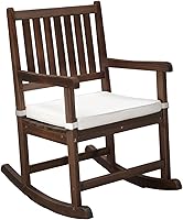 VINGLI Outdoor Rocking Chair Weatherproof Wooden Rocker with Cushion 450 LBS Patio Yard Garden Indoor Rustic