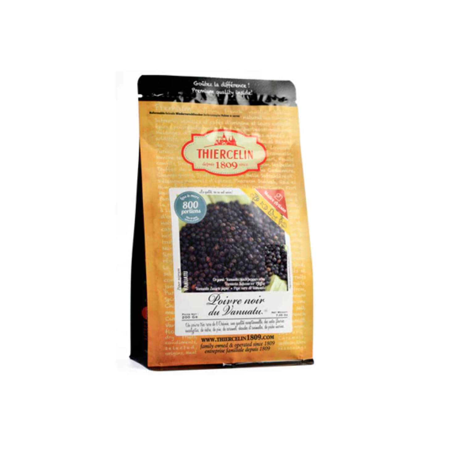 THIERCELIN Poivre Noir du Vanuatu 200 g en Grains
