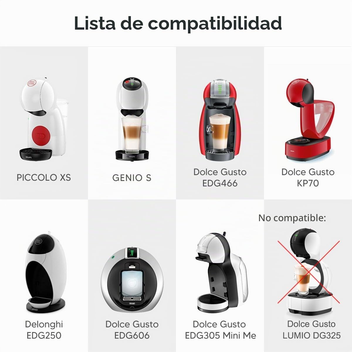 Adaptador reutilizable café para máquina Dolce Gusto, convertidor de café molido recargable compatible con Piccolo XS, Mini Me Genis S y soporte para crema