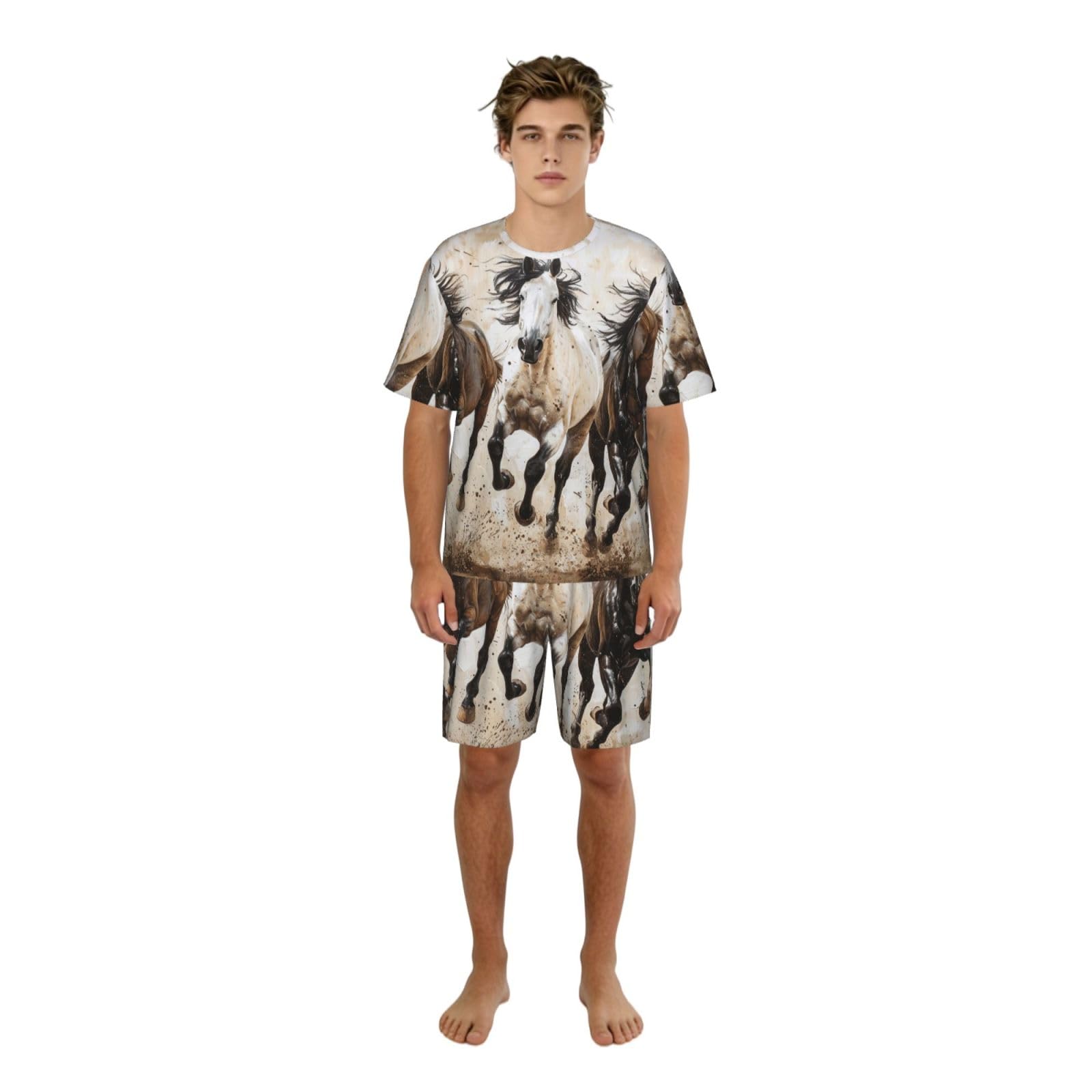 Pyjama 2 pièces homme avec imprimé artistique original - Ensemble de nuit fluide - 8