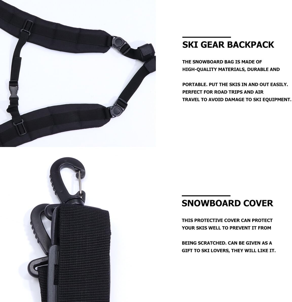 Holibanna Black Snowboard Cover Bag Protection Extra Storage Pocket Portable Ski Gear Sleeve for Travel and Storage Dirt-resistant