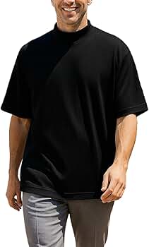 Akwa Men's Mock Turtleneck T-Shirt Lightweight Moisture Wicking