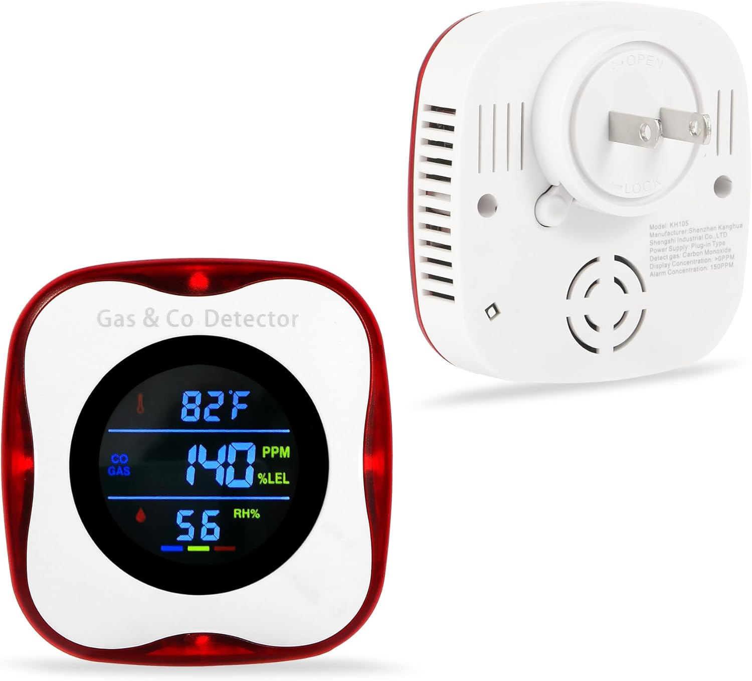 3 Packs Combination Gas & Carbon Monoxide Detectors,Plug in Carbon Monoxide Alarm,Natural Gas Detector,Propane,4-in-1 Digital Display CO Level & Explosive Gas & °F & Humidity for Home,RV