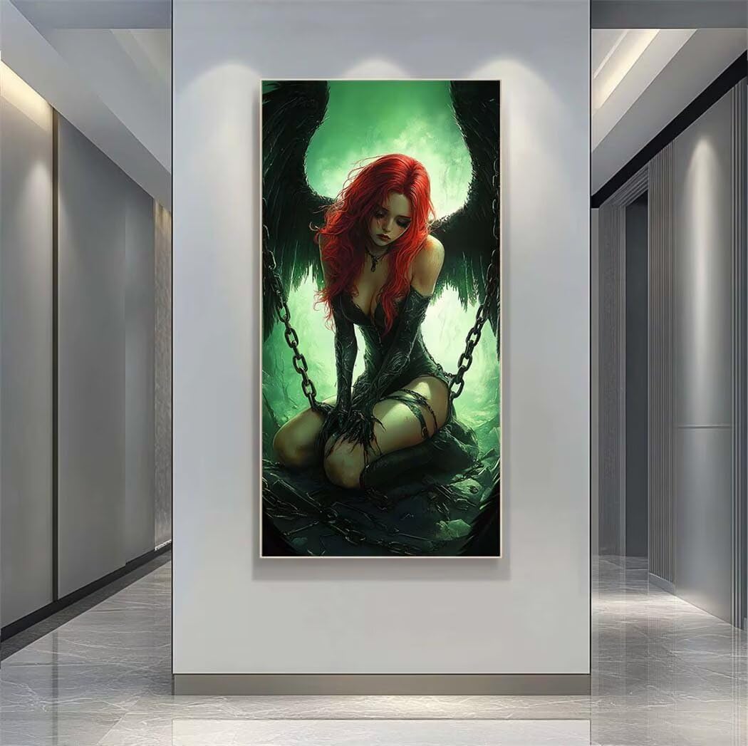 Diamond Painting Gefallener Engel, Diamond Painting Erwachsene Groß XXL, 5D DIY Diamant Painting Bilder Gotik, Diamant Malerei Stickerei Mosaikherstellung Bastelset für Erwachsene 80x200 cm -LR1236