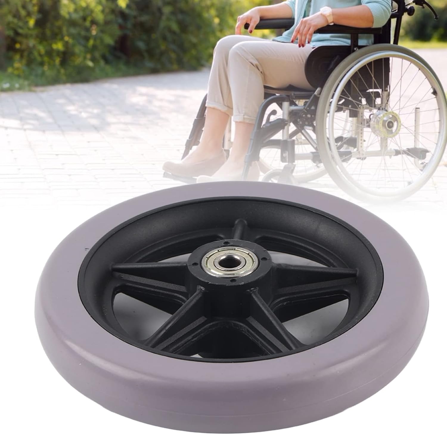 Garosa Wheelchair Front Wheels, 6 Inch Front Caster Disabled Anti-Slip Rubber Wheels Wheel Replacement for Wheelchairs, Rollators, Walkers for Handicapped People with limited mobility : Health & Household