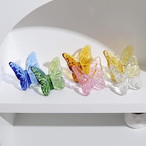 Miniatura 5 de WEISIPU Figura de mariposa de cristal coleccionable, estatua de adorno de cristal para decoración de mesa de pisapapapeles para oficina en casa,