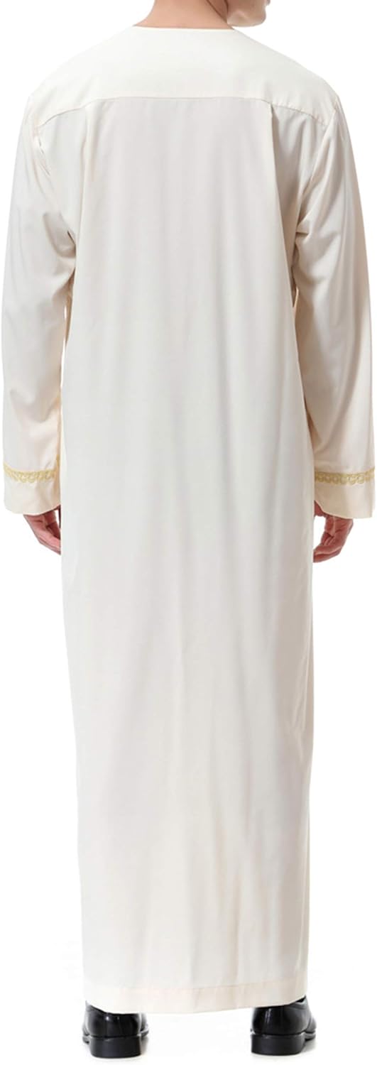 Islamic Mens Clothing Kaftan Maxi-Muslim Male Shirt Long Sleeve Abaya Dubai Cotton… - Image 6
