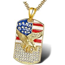 Stainless Steel American Eagle Necklace - Patriotic Symbol of Strength and Freedom - Durable and Stylish Jewelry for Men and Women - Gift for American Pride Enthusiasts
