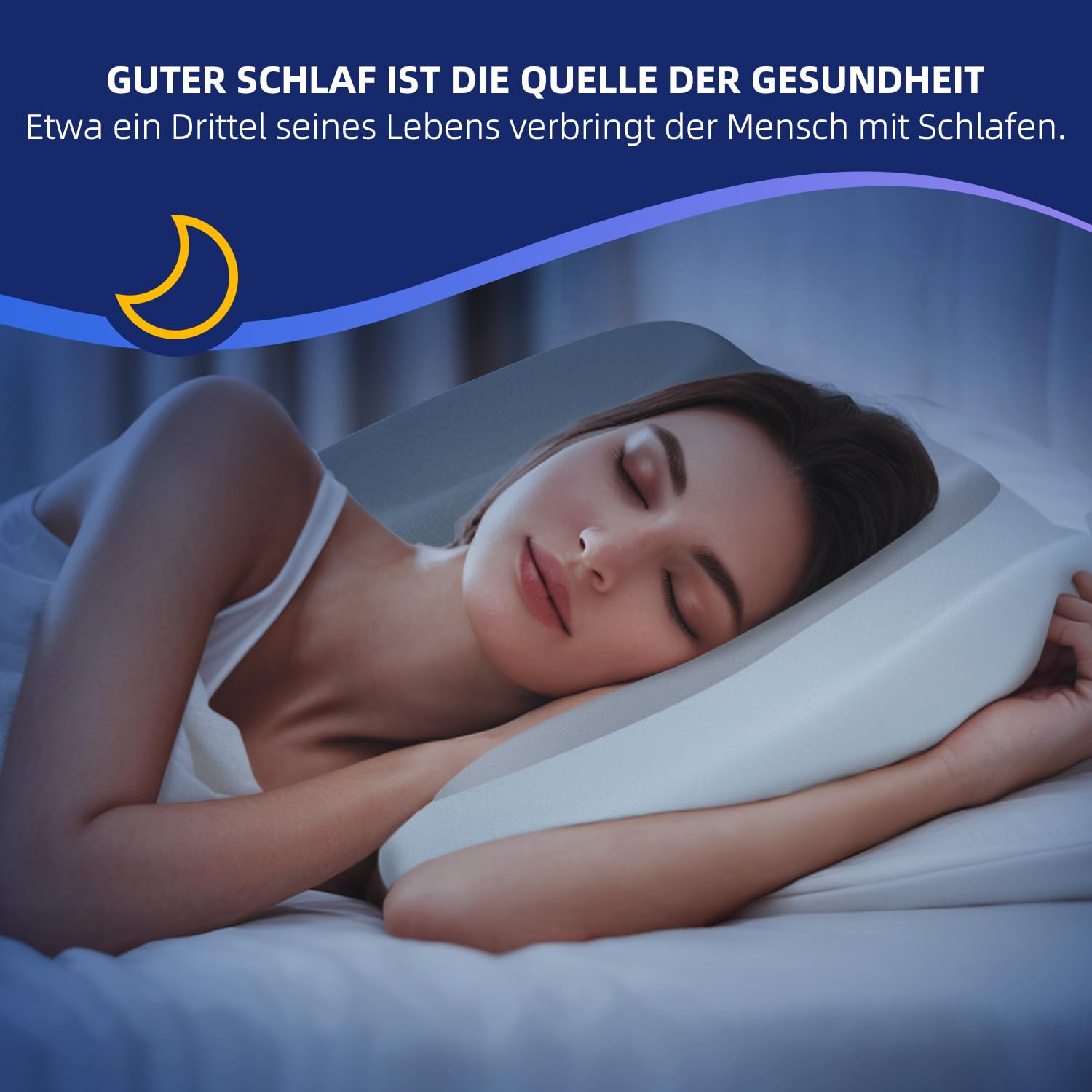 ABLEGRID Orthopädisches Kopfkissen Memory Foam, Ergonomisches Nackenschmerzen Kühlendes Stützkissen für Seitenschläfer, Rücken- und Bauchschläfer, Grau
