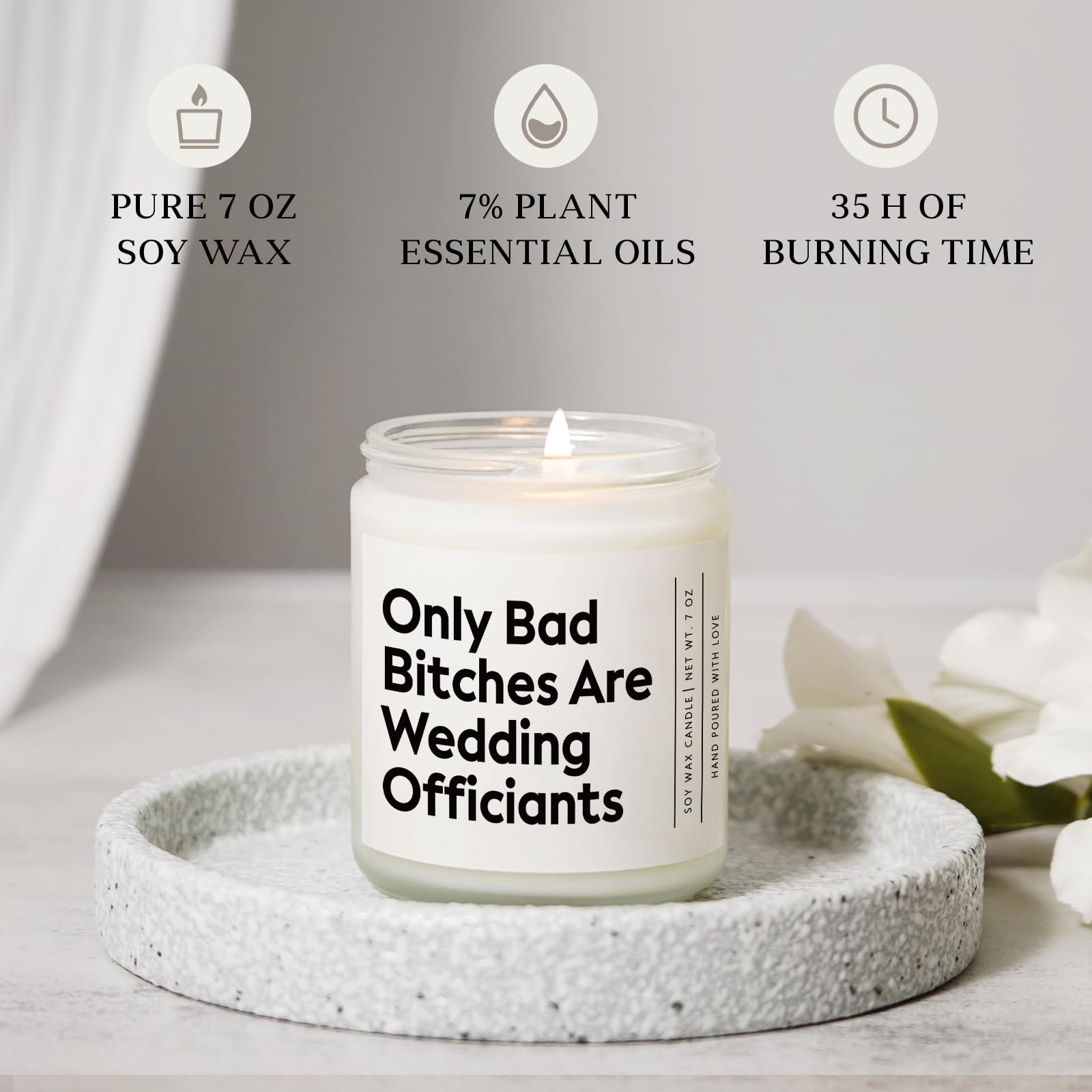 Funny Wedding Officiant Gift- Only Bad Bitches are Wedding Officiants- Lavender & Eucalyptus Scented Soy Candle- Perfect Officiants Proposal Gift & Thank You Present for Weddings, 7oz