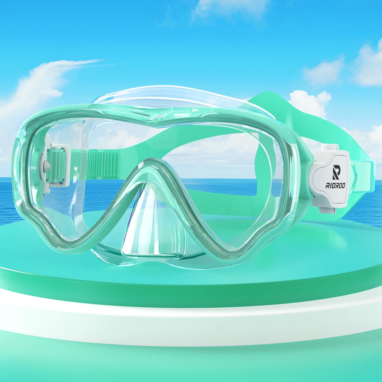 RIOROO Gafas de Buceo para Niños, Gafas de Natación Antiniebla y a Prueba de Fugas, Máscaras de Buceo Nasal Panorámicas de Alta Definición de 180 °, Gafas de Baño para Niños y Niñas de 4 a 14 Años