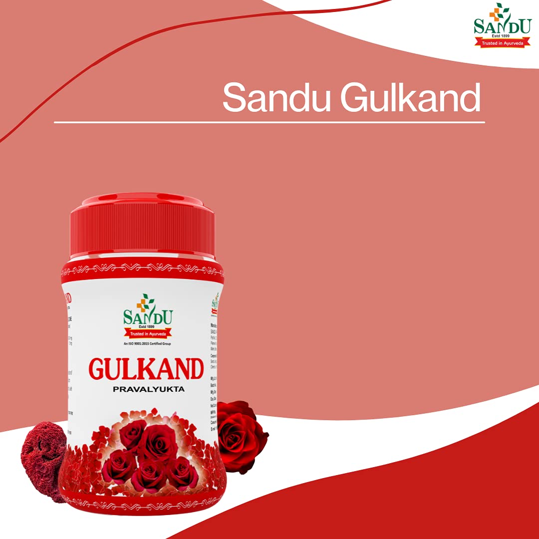 Sandu Gulkand (Pravalyukta) | Made Using Organic Hand-Picked Rose Petals | Excellent Coolant (400 g) 1