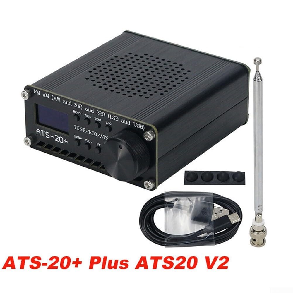 ATS-20+ Plus V2 SI4732 Récepteur radio pour DSP FM AM MW/SW SSB LSB USB multi-bande avec écran OLED, pour interface d'antenne SMA, batterie 3,6 V 800 mAh, chargement USB