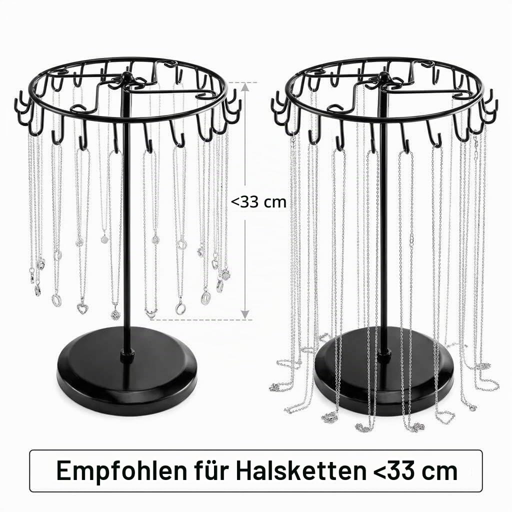 QWORK Drehbarer Schmuckbaum-Präsentationsständer, Schmuck-Organizer mit 23 Haken, Schwarz, 2 Stück