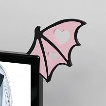 Little Devil Computer Monitor Decor,Creative 3D Craft Wings Cute Mini Desk Figurines for Car Dashboard/Gaming Desk/TV/Photo Frame Decorations Personalize Office Computer Accessories Black-Pink