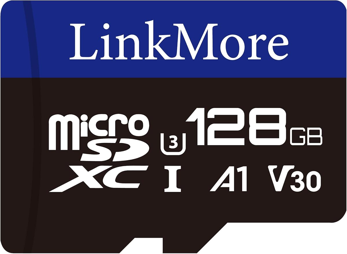 LinkMore XV13 128GB MicroSD Memory Card, MicroSDXC A1 UHS-I U3 V30 Class 10, Read Up to 95 MB/s, Write Up to 60 MB/s, SD Adapter Included