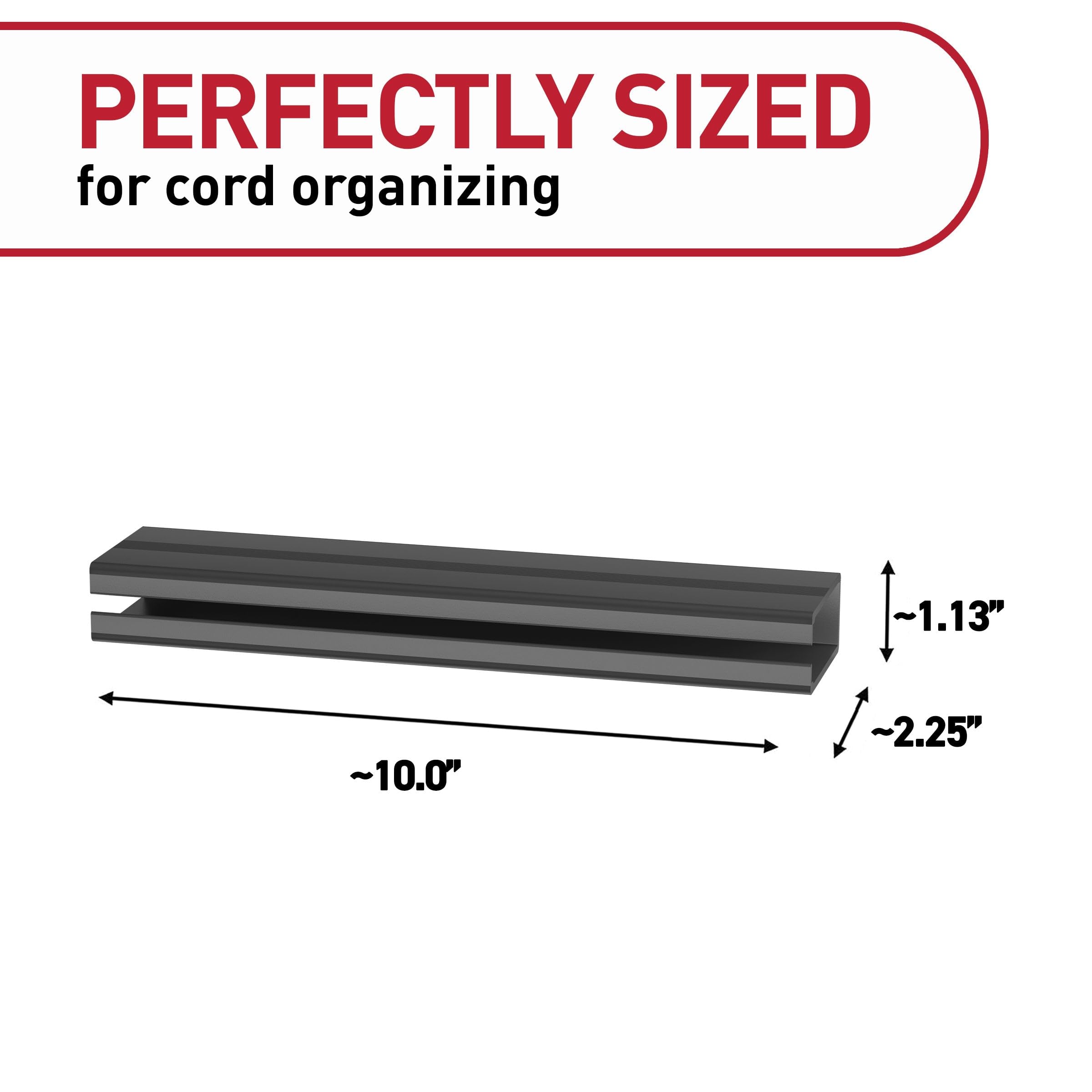 Command Kabel-Organizer-K, 1 K mit 8 Streifen, 25,4 cm Kabelaufbewahrung, schwarz, ideal für die Organisation von Elektronik ohne Beschädigung unter dem Schreibtisch oder der Wandhalterung