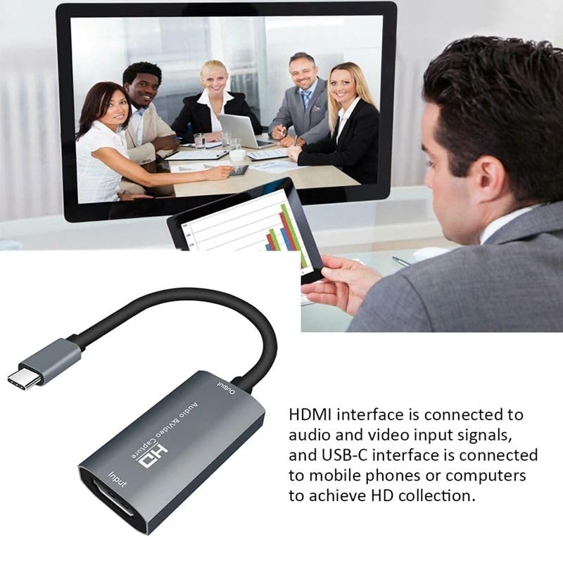 Image of HDMI to USB-C Video Capture Card, 4K Input 30Hz, Type-C Capture Device for Live Streaming, Recording, Gaming, OBS, Zoom, Windows, Mac, Android, Grey CHDDCAPC