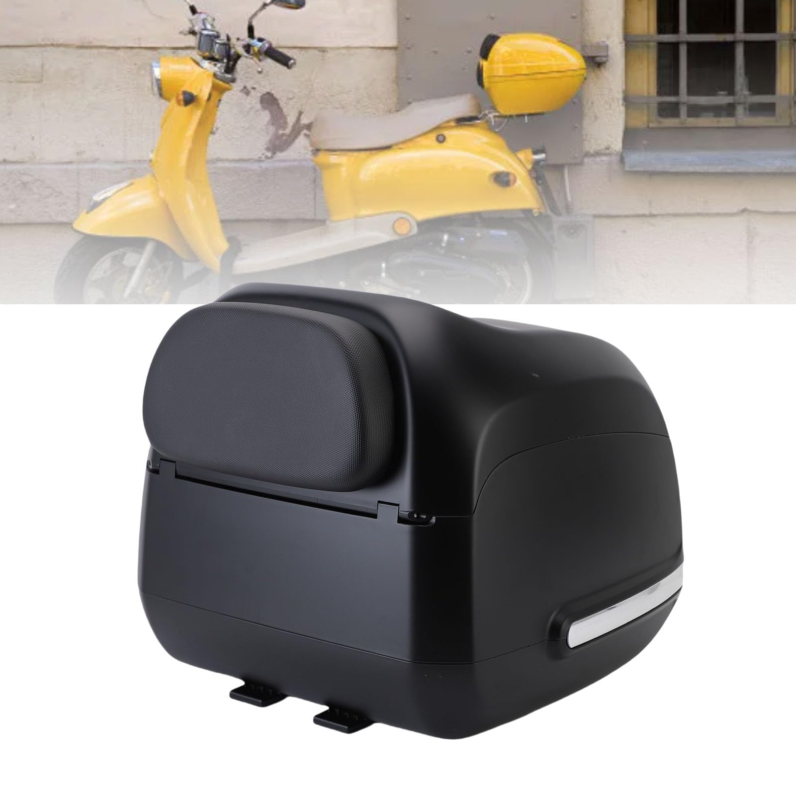 Coffre Moto Rétro, Design Vintage, Capacité 35L, pour Moto (Black)
