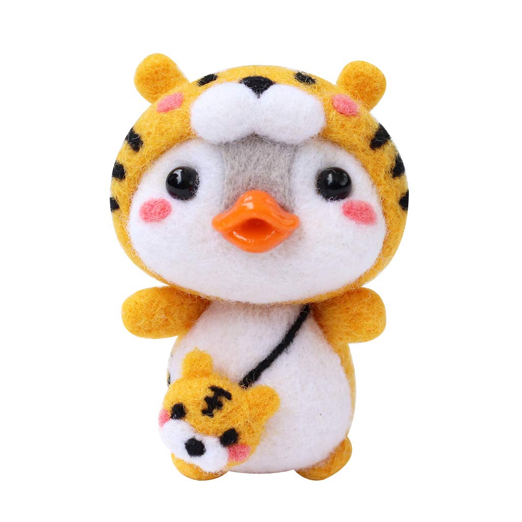 CHBC Tiger Penguin Needle Felting Kits Wool Felt Craft DIY Unfinished Poked Set Needle Material Bag Pack