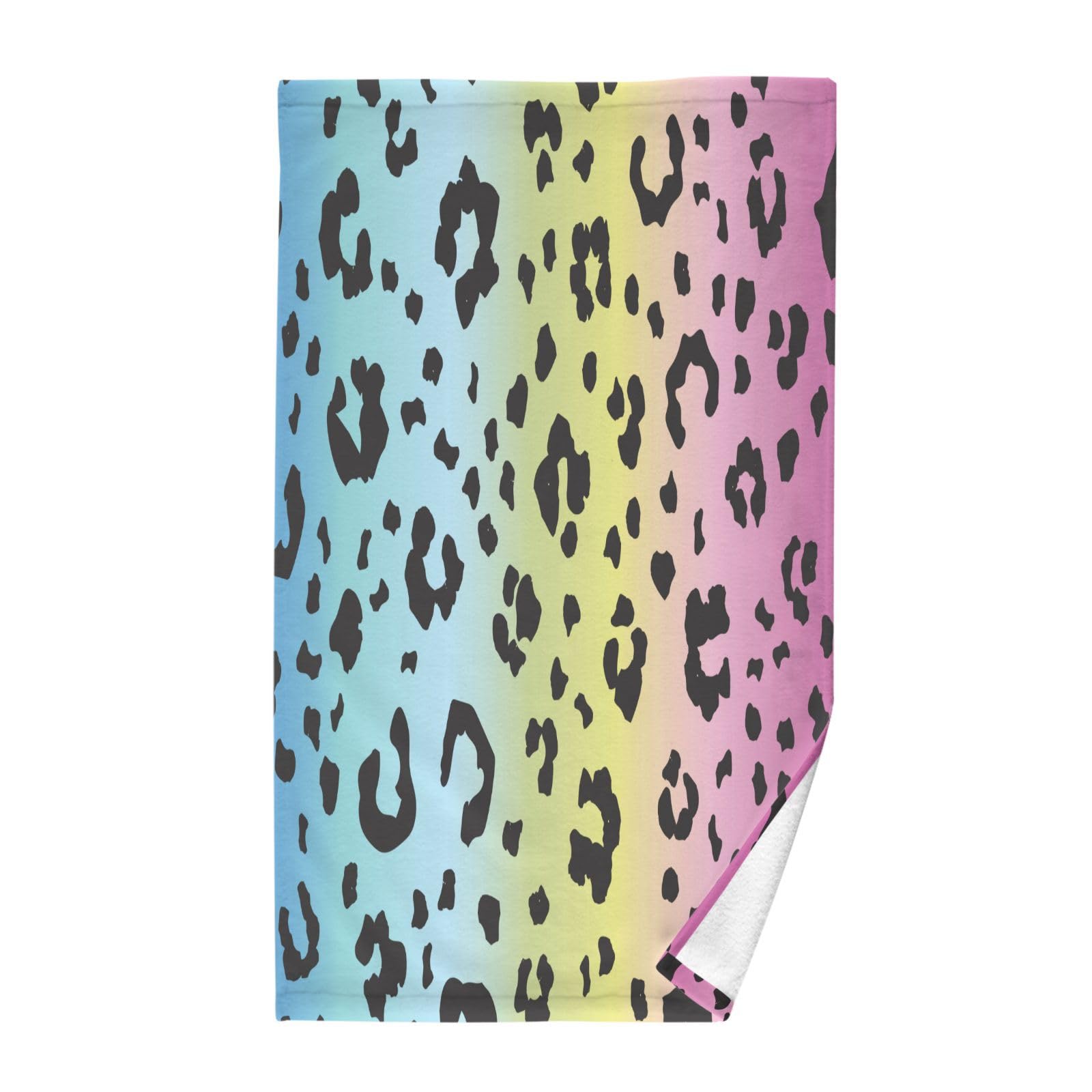 Rainbow Leopard Dog Skin Hand Towels Blue Leo Animal Spray Cotton Washcloths Bath Towel Soft Fingertip Towels Absorbent Bathroom Gym Spa Kitchen Face Cloths