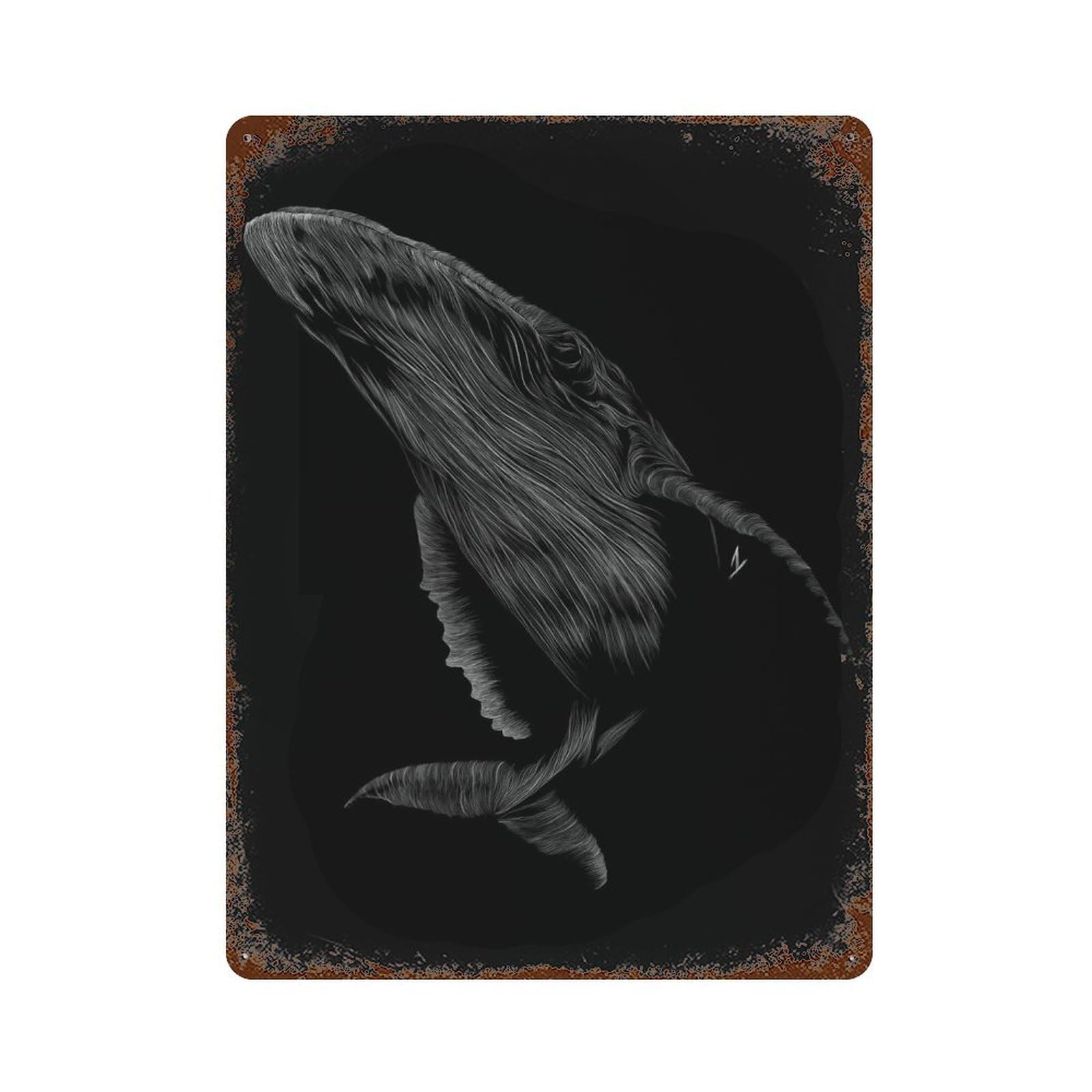 Retro Metal Sign with 004 Whale Design 15.7"x11.8", for Bistro, Counter And Cafe Decor, Shabby Chic Decor