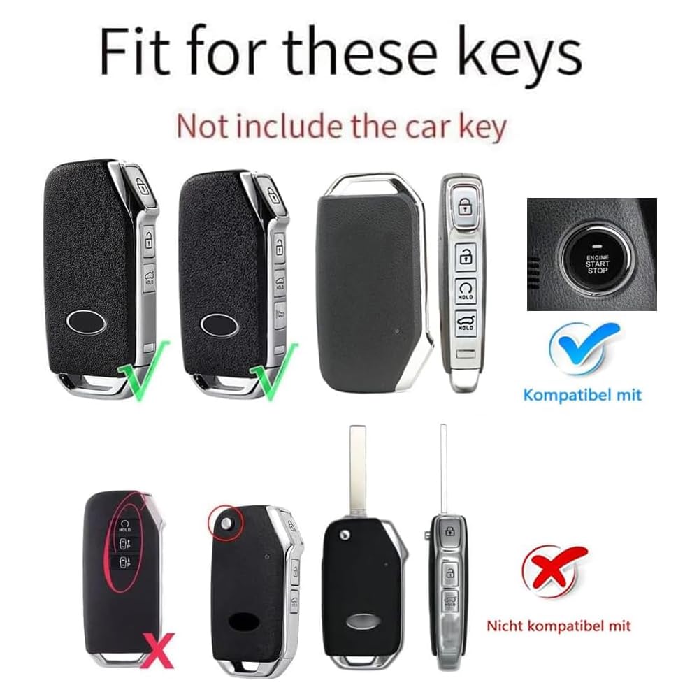 Ontto etui na kluczyki samochodowe pasuje do Kia Sportage, Ceed GT, Sorento, NIRO, Xceed, Proceed GT, Stonic, etui na klucze, etui ochronne, 3/4 przyciski, A szary, 3/4 Tasten