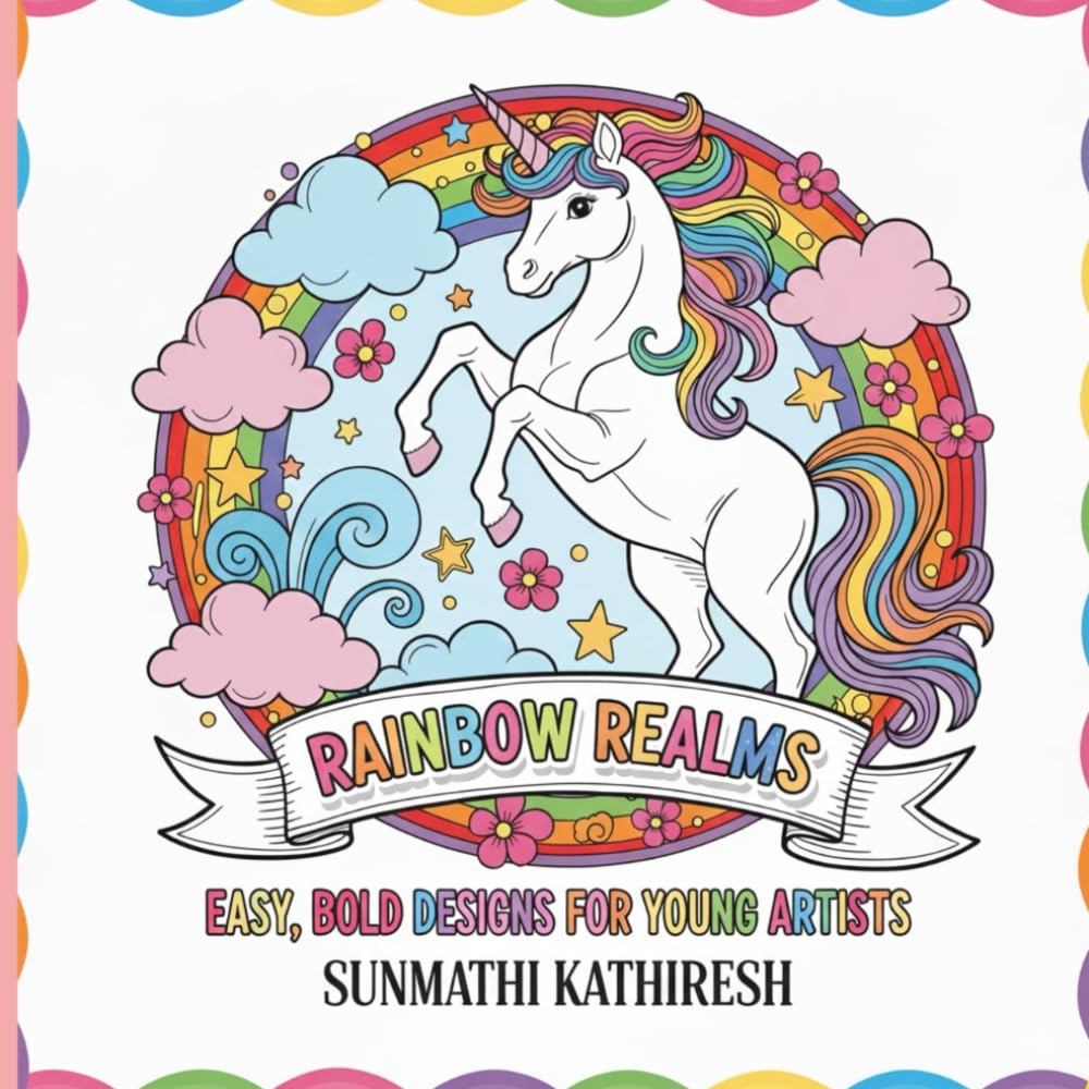 Rainbow Realms Coloring Book: Easy, Bold Designs for Young Artists