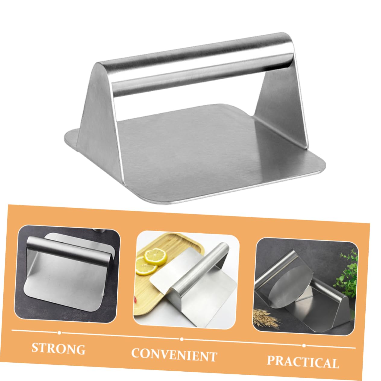 SOLUSTRE Stainless Steel Burger Press Ergonomic Patty Maker Tool for Easy Stuffed Burgers Meat Pies Patties Compact Kitchen Gadget Square Shape Thickness for Grilling