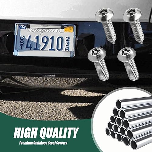 Miniatura 4 de Kit de tornillos antirrobo para matrícula, kit de placa de matrícula resistente a manipulaciones, tornillos de seguridad de 14 pulgadas (M6), kit de