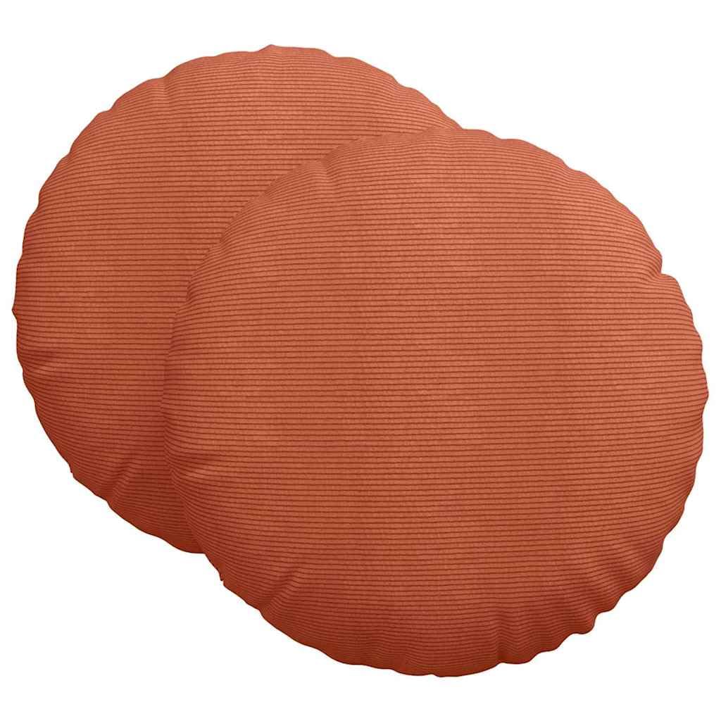 2er Set Sitzkissen Rot-Orange Ø60x21 cm Rundes Bodenkissen | Bequeme Bodenkissen mit weichem Cord-Bezug und Reißverschluss für gemütliche Stunden im Wohnzimmer und Schlafzimmer.