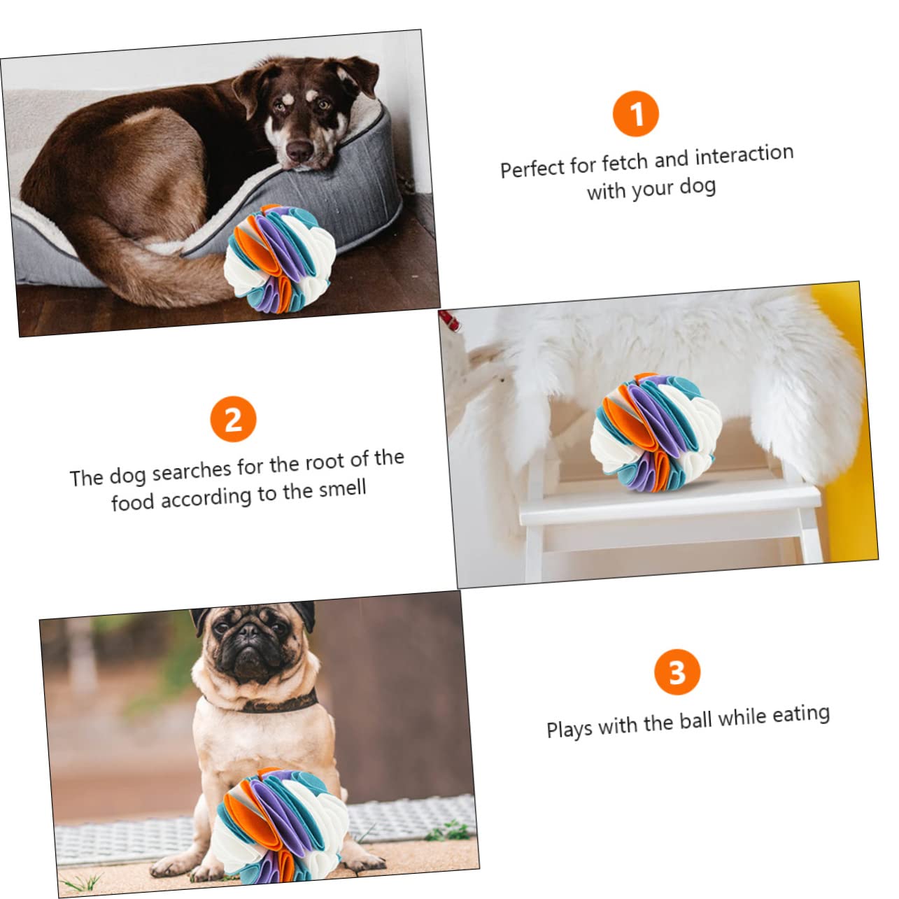 FRCOLOR Pelota Olfativa para Perros Interactiva Fugas, Juguete Masticable De Tela De Fieltro, 20 Cm, para Entretenimiento En Casa y Jardín, Adecuada para Perros Adultos y Cachorros