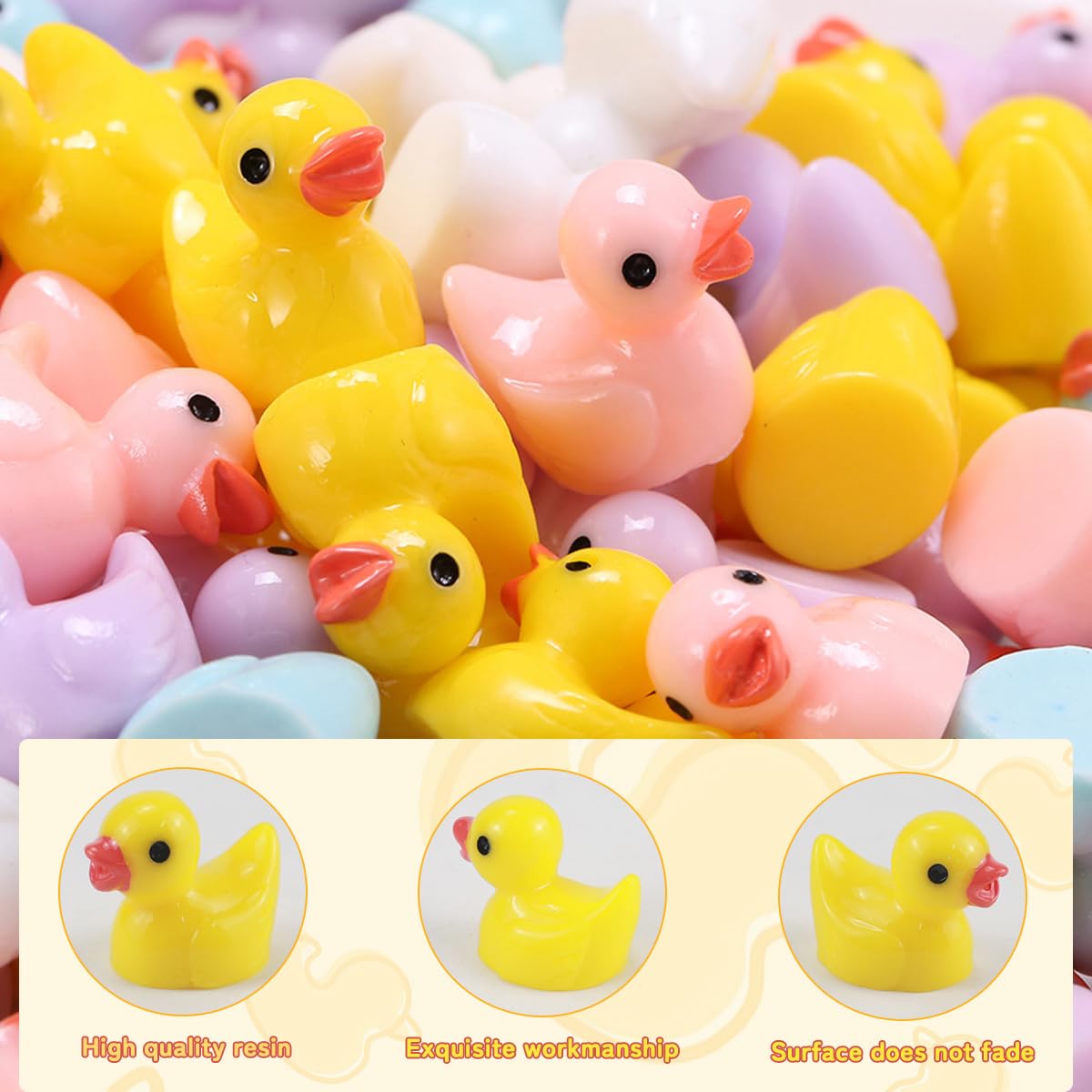 Hshenjhu 50 Pièces Mini Canards En Résine,Miniatures