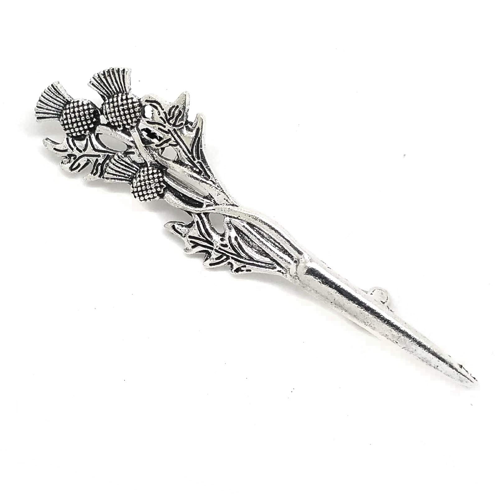 Joji Boutique Antiqued Silver Thistle Pin [Scottish]