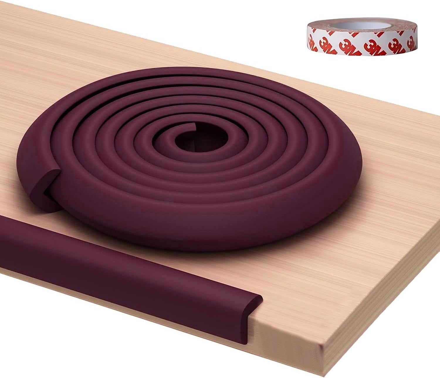 Zeccorp 2-Meter Baby Safety Edge & Corner Guard, Flexible & Durable Baby Safety Edge & Corner Guard – Soft Cushion Protector with Adhesive Tape – Ideal for Home, Nursery, and Playroom (Brown 2-Meter)