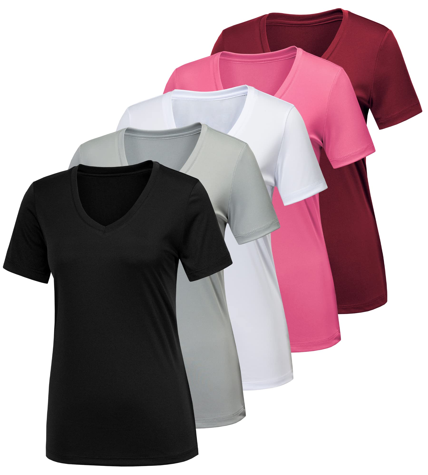 CE' CERDR 5/7 Pack Workout Shirts for Women, Moisture Wicking Quick Dry Active Athletic Women's Gym Performance T Shirts