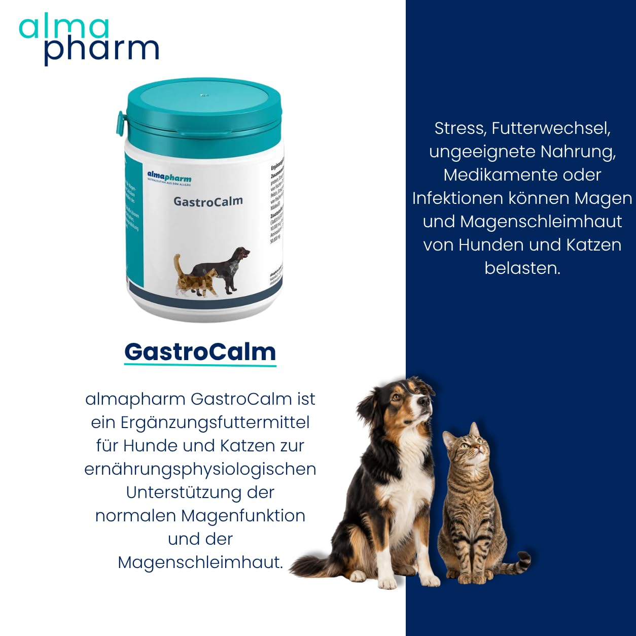 GastroCalm Tabs | Für Hunde & Katzen | 120 Tabs | Mit L-Tryptophan | almapharm | Ergänzungsfuttermittel | Vitalstoffe für eine belastbare Magenschleimhaut