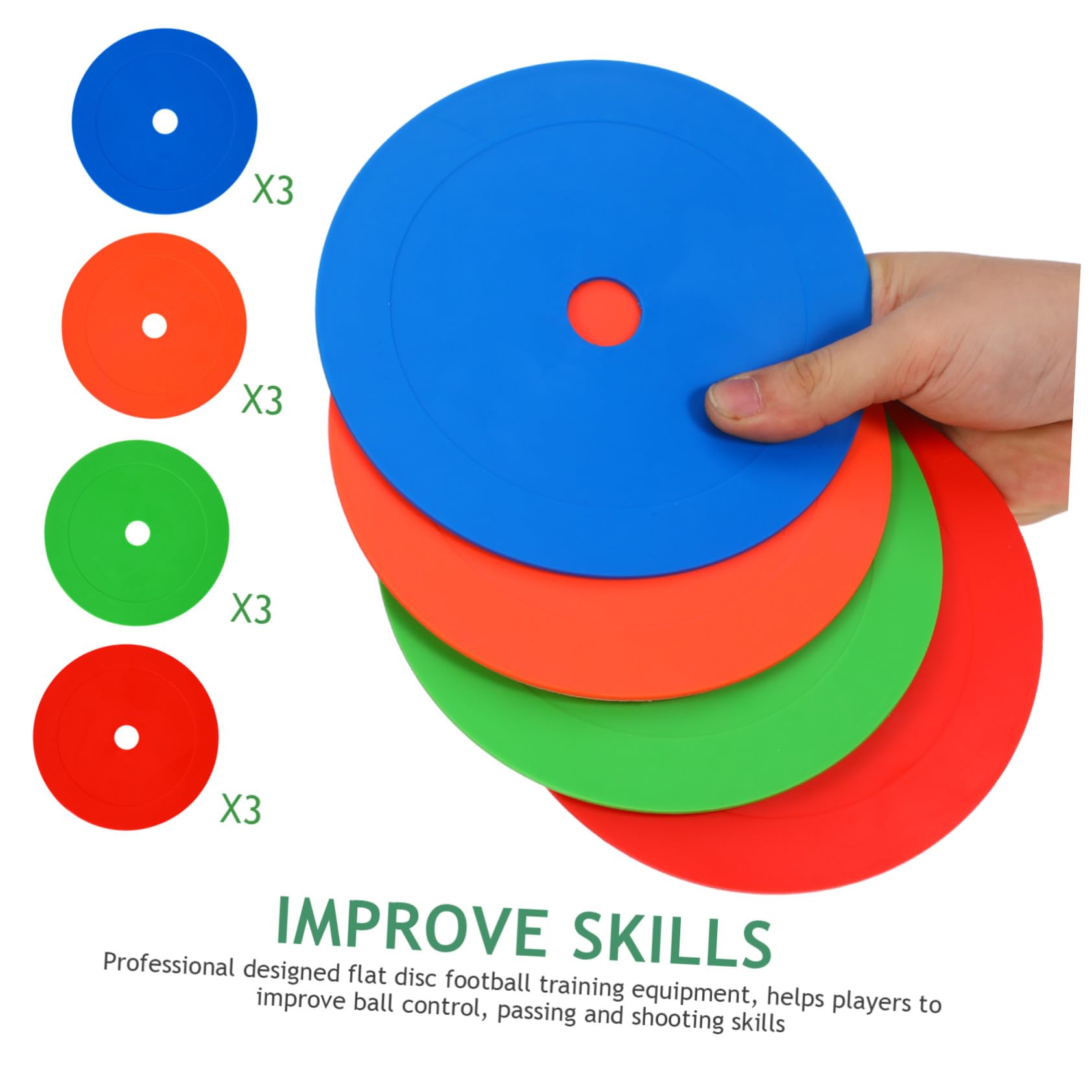 BESTonZON 12pezzi Coni Piatti da Calcio per Allenamento Sportivo Marcatori Disco Piatto per Agilità e Giochi in Classe di Coni per Calcio e Basket Resistente all Usura e Facile da Trasportar