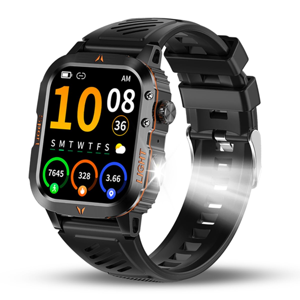 Reloj inteligente militar para hombre, altímetro, barómetro, brújula, IP68, resistente al agua, apto para natación, contestar/hacer llamadas, para actividades al aire libre, reloj de fitness