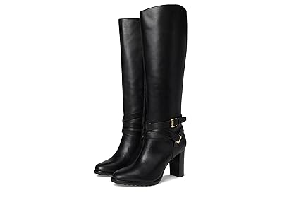 Lauren Ralph Lauren Collins Burnished Leather Tall Boots Heel Women