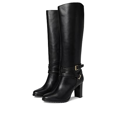 Lauren Ralph Lauren Collins Burnished Leather Tall Boots Heel Women