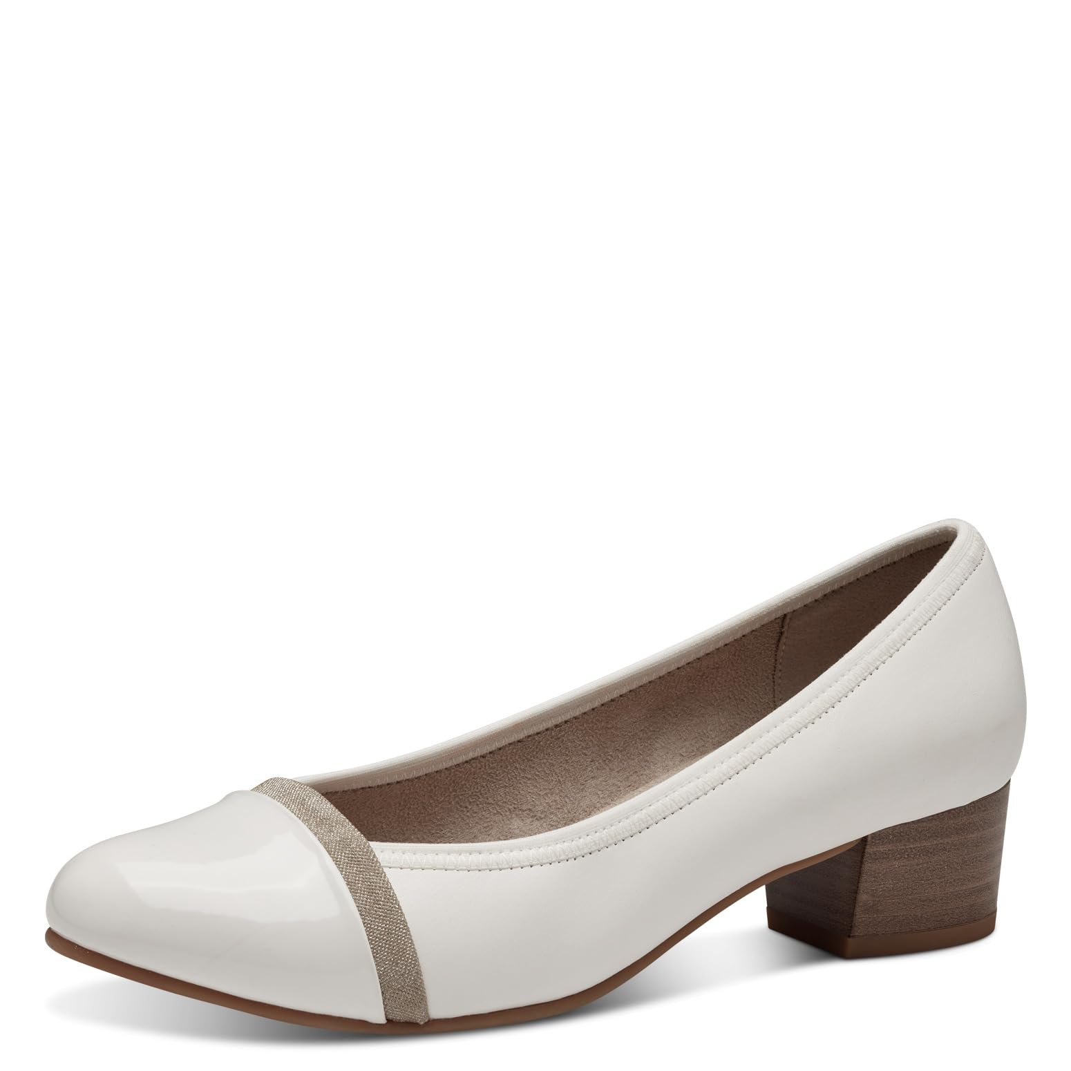 Jana Women’s Pumps Low Heel Vegan, White Patent, 4 UK