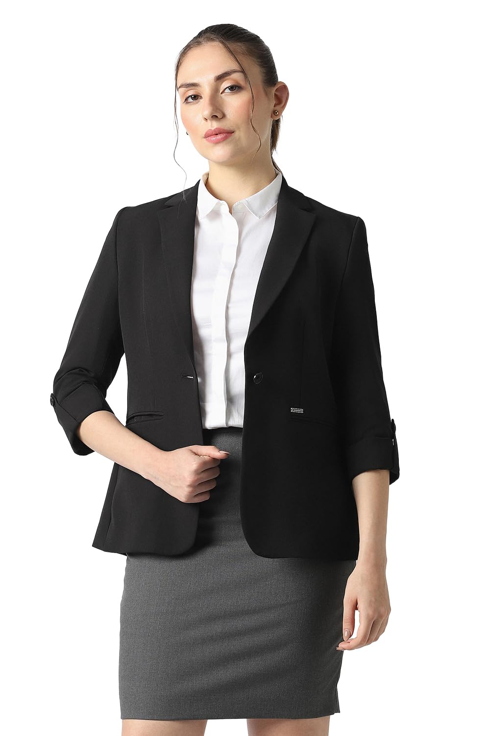 van heusen Women Black Solid Blazer-picture-19