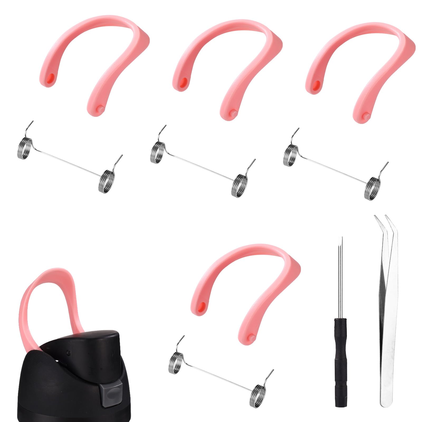 Sinbana 4pcs Replacement Handles for Owala FreeSip Water Bottle 24oz/32oz, BPA-Free Carry Loop Handle Accessories with Tweezers and Screwdriver (Pink)